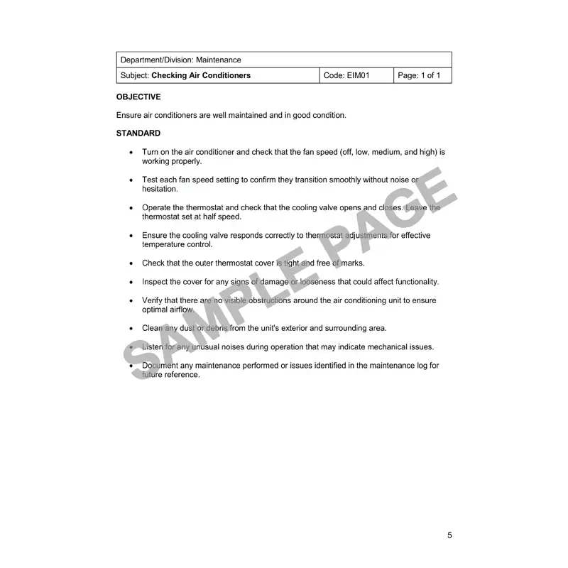 Hotel Guest Room Maintenance Inspection - SOP Manual